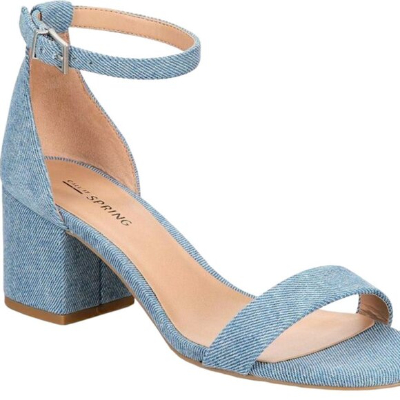 Call It Spring Shoes - Call It Spring Stangarone Denim Light Blue Heel Sandals NIB
